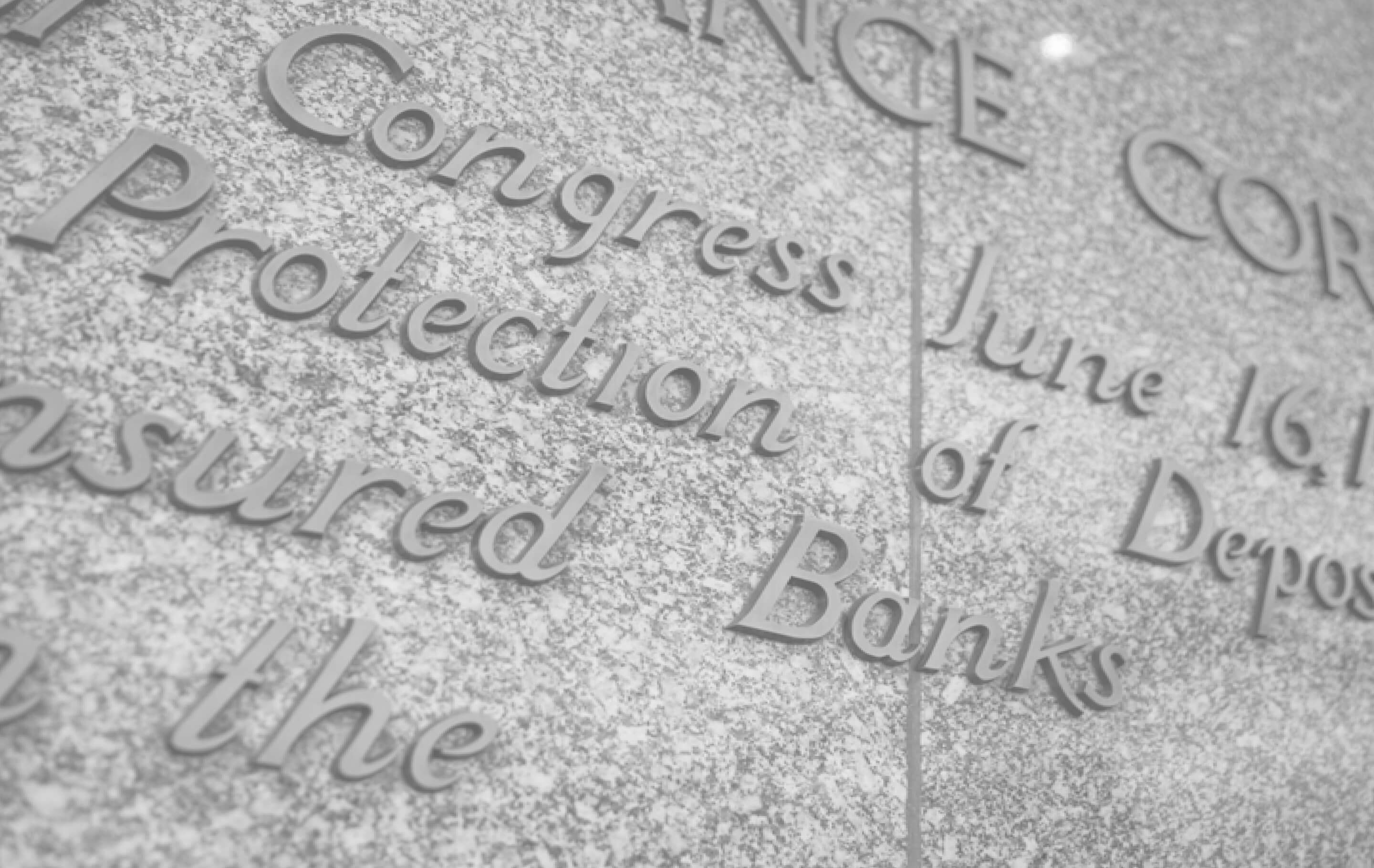 Image of words on the FDIC building