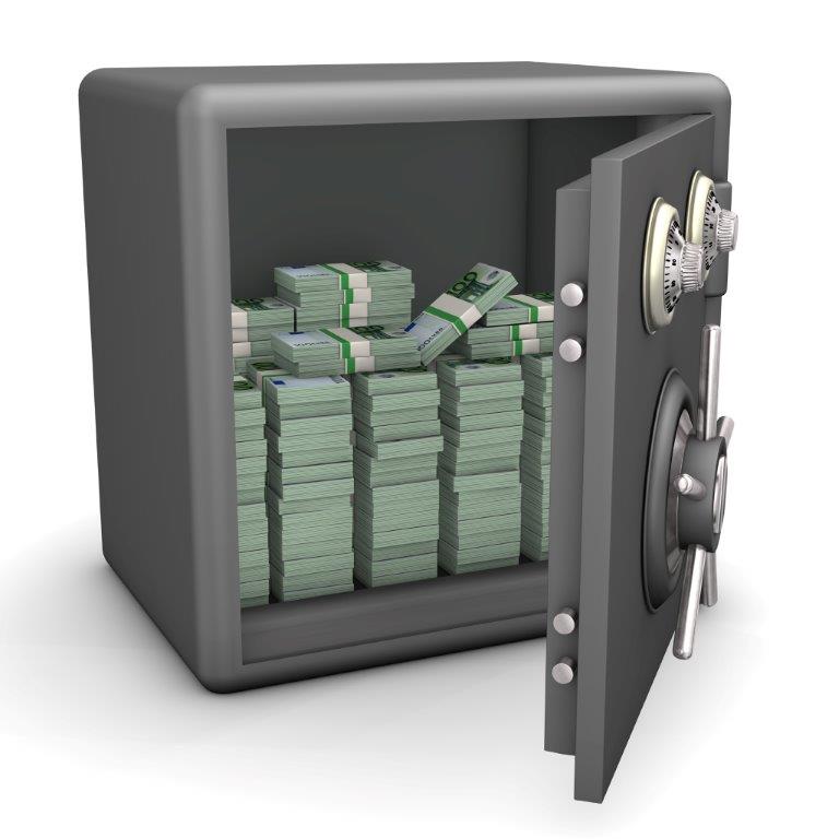 Image of open safe with cash inside