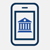 icon of phone with bank