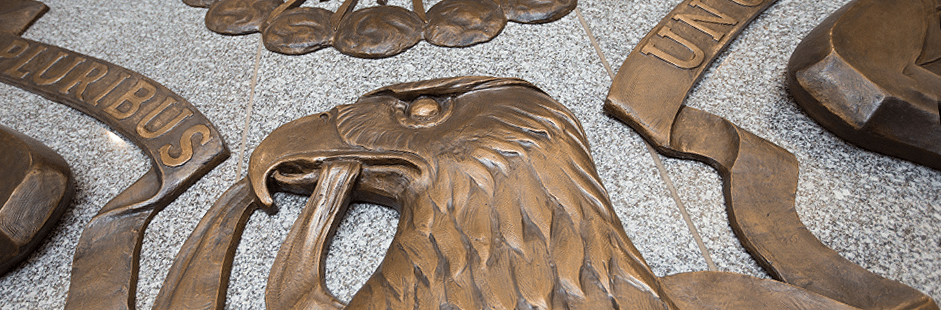 Close up of seal of the United States, on display at FDIC headquarters in Washington, D.C.