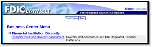 Screenshot of Financial Institution Diversity Self-Assessment (FID-SA) on FDICconnect