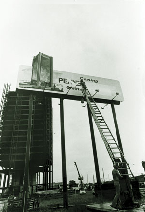 Oklahoma's Penn Square Bank speculated heavily in oil and gas lending. The construction of its new headquarters was halted by the bank's failure in 1982.