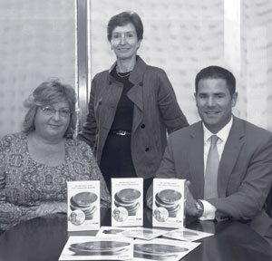 Directing the Electronic Deposit Insurance Estimator and Public Service Announcements (PSA) campaign (l to r): Kathy Nagle, Tibby Ford and Andrew Gray showcase material, including television PSAs. 