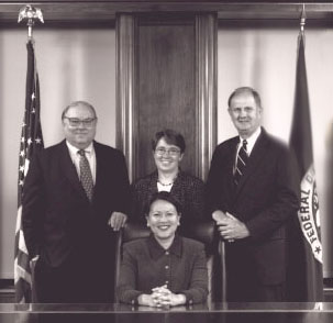 photo of Donna Tanoue, John D. Hawke, Jr.,
Ellen Seidman, Andrew C. Hove, Jr.