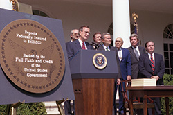 Photo of President George H.W. Bush Signing FIRREA into Law
