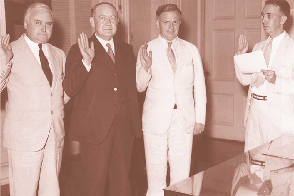 The first Board of Directory of the Federal Deposit Insurance Corporation was sworn in at the Treasury Department, Washington, D.C., on September 11, 1933.