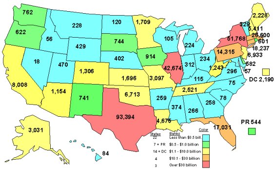 Bank Failures and Assistance Transactions by State - 1980-1994