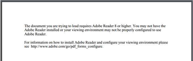 A screenshot showing Adobe Reader PDF Error image