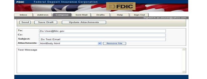 Figure 5: How to compose a secure message at the FDIC Secure Email Message Center.