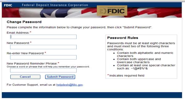 Figure 6: How to change your password at the FDIC Secure Email Message Center.