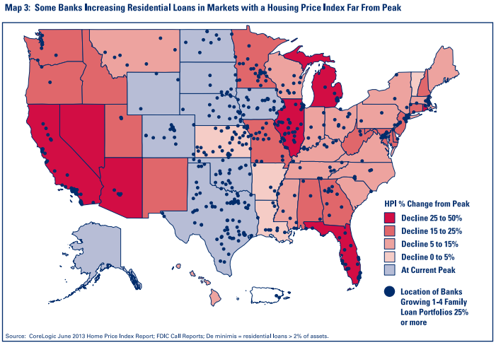 Map 3: Some Banks increasing Residentail Loans in Markets