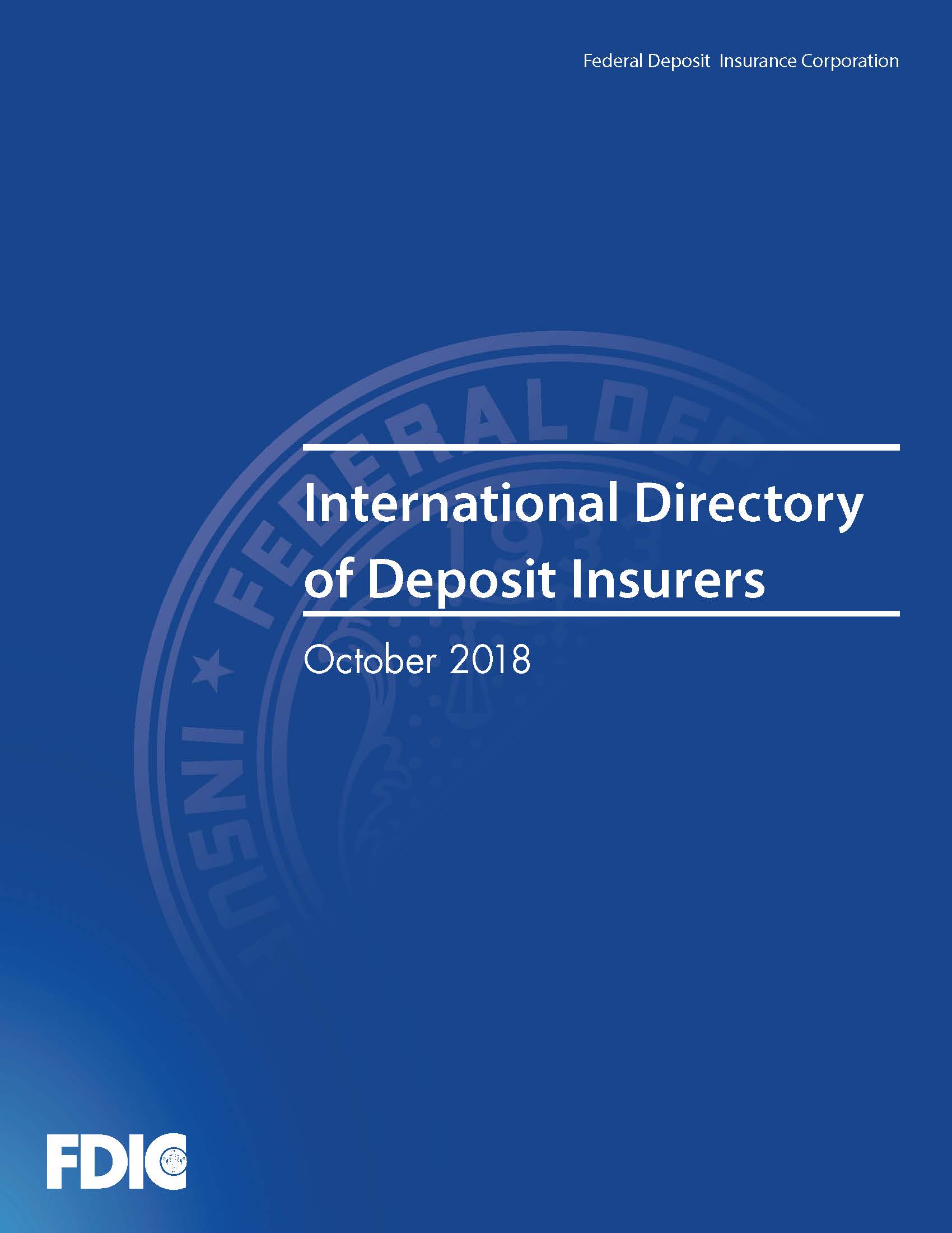 International Directory of Deposit Insurers 2018 Edition Cover