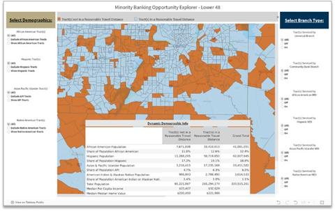 Screenshot of a search and filtered map
